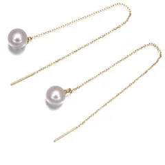 TASAKI タサキ ピアス パール 真珠 7.4mm 揺れる 一粒 チェーン
