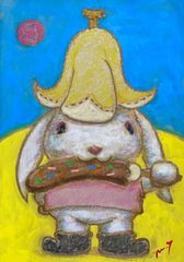 高野マナブ 原画｜[チョコバナナぱくり] Drawing A4 アクリル 一点物 高野学 Manabu Takano 髙野學 Moon Sun Rabbit 月と太陽とウサギ Louvre Uffizi Japan 台湾 現代美術家