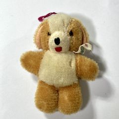 Rare Vintage Dog Plush Toy, Pure Wool, Tag Included, Shanghai Toys, Showa Retro, Antique, Original Item, Mini, Brown and White, As Is