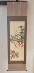 ムック様専用 美品 掛け軸 加畑晃風作 清秋図 共箱 紅葉 花鳥 季節掛け