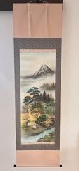 極美品・共箱付】森契雪『吉祥富士に鶏』掛軸 富士山 日本画 縁起物