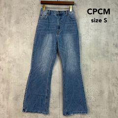 CPCM シーピーシーエム S ハイウエスト フレアデニムパンツ デニムブルー ジーンズ ジーパン Gパン ボトムス ロング ベルボトム ブーツカット コットン 綿100 古着 ユーズド ウォッシュ ダメージ ★ ■◇ ■◆
