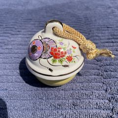 九谷 染付 色絵 鈴 鼓 置き物7×8