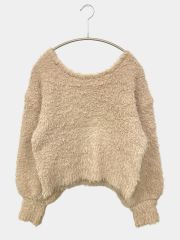 MAJESTIC LEGON マジェスティックレゴン ニット セーター M ベージュ 無地 ミドル丈 長袖 Uネック レディース
