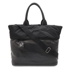 PRADA プラダ リバーシブル トートバッグ 2WAY ショルダーバッグ ナイロン レザー NERO ブラック 黒 シルバー金具 国内ブティック購入品 BR4490