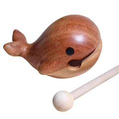 SALUDABLE Wooden Fish Drum and Drum Set - Buddhist Altar, Buddhist Altarware, Miniature Musical Instrument, Cute Wooden Percussion Instrument, Interior Decor (Whale)
