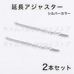 シルバーxシルバー 2本セット 延長アジャスター ネックレス ブレスレット チェーン アンクレット ステンレス 送料無料 新品 未使用品 安い ゆうメール