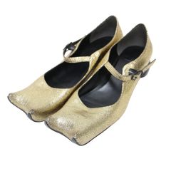 PAULA CANOVAS DEL VAS パウラカノヴァスデルバス 37(24.0cm) メタリック メリージェーンパンプス Diablo Ballerina ストラップシューズ ヒール スクエアトゥ ゴールド 【レディース】【中古】