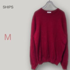 ◆シップス【M】カシミヤ混 クルーネックニット ワインレッド 長袖 無地 コットン94% カシミヤ6% 中国製 メンズ きれいめ