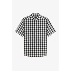 フレッドペリー メンズ トップス シャツ Fred Perry Mens Patterned Short Sleeve Shirt WhiteBlack 129 ホワイト