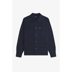 フレッドペリー メンズ アウター ジャケット・ブルゾン シャツ コットン Fred Perry Mens Brushed Twill Cotton Long Sleeve Overshirt Navy