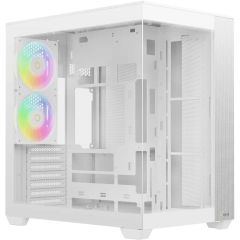 [신품] PC 하드 Mid-Tower Panoramic Case with ARGB Fans (화이트) [Delta-C74-WHD200XX-GL]