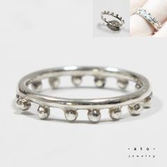 ブラウンダイヤモンド ✴︎コニャックカラー 片面ミル打ち細身シルバー