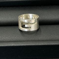 グッチ 刻印16号 GUCCI ブランデッドG ワイドリング シルバー925