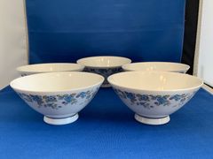 【200593】NORITAKE　ノリタケ　ブルーフラワー　茶碗5個おまとめ