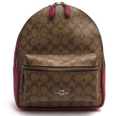 コーチ／COACH リュック バッグ バックパック レディース 女性 女性用 PVC レザー 革 ピンク  F32200 Medium Charlie Backpack In Signature Canvas ミディアム チャーリー バックパック シグネチャー