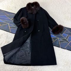 着丈 111cm カシミヤ混 ブルーフォックス 毛皮コート ロングコート 