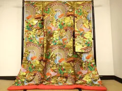 平和屋本店●色打掛　和装　婚礼　結婚式　花嫁　神社挙式　唐織　孔雀草花文　金糸　逸品　AABK8284fw