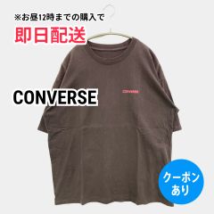CONVERSE コンバース Tシャツ/カットソー ブラック 無地 バックプリント ワンポイント ブランドロゴ ミドル丈 半袖 クルーネック(丸首) メンズ