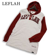 LEFLAH レフラー 通年★ ビッグ ロゴ 切替 ストライプ プルオーバー パーカー 大きいサイズ Sz.XL メンズ