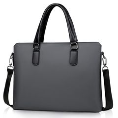 Business Bag Briefcase for Men, Recruitment Bag, Fits 14-inch Laptop, PU Leather, Shoulder Bag, Laptop Bag, Handbag, Messenger Bag, Large Capacity, Business Trip, Commuting, Gray Ju