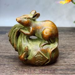 銅製 十二支銭袋招財ネズミ 茶かわいがり 茶道具 装飾品 工芸品 置物 gyp820