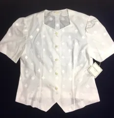 【タグ付き未使用】NINA RICCI Boutique ダイヤ柄 ジャガード 半袖ブラウス（11号）
