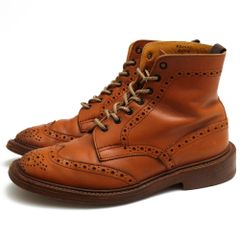 트리커즈/Tricker's 레이스 업 부츠 슈즈 신발 남성 남성 남성용 가죽 가죽 가죽 브라운 차 M2508 MALTON 몰튼 Brogue Boots 더블 구두 컨트리 부츠 윙 팁 클래식 굿 이어 웰