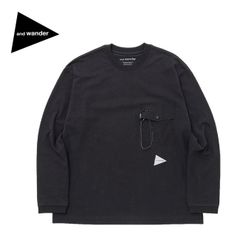 【新品】and wander アンドワンダー ヘビーコットンポケットLS T 5746284096 ブラック