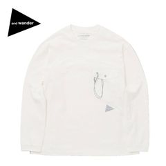 【新品】and wander アンドワンダー ヘビーコットンポケットLS T 5746284096 オフホワイト