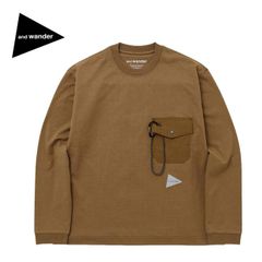 【新品】and wander アンドワンダー ヘビーコットンポケットLS T 5746284096 ブラウン