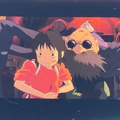 35mm Spirited Away Studio Ghibli Film "Chihiro and Kamaji in the Boiler Room" Clear Block, 2001 Release, Framed, Hayao Miyazaki (FLM001)
