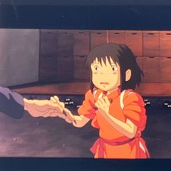 35mm film reel, Studio Ghibli, Spirited Away, "Chihiro Taking My Hand," framed, released in 2001, clear block, Hayao Miyazaki (FLM039)