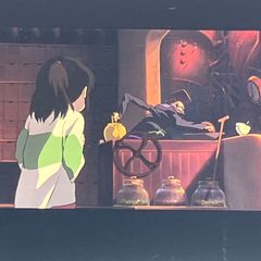 Spirited Away 35mm Film, Studio Ghibli, "Chihiro and Kamaji in the Boiler Room," Clear Block, Hayao Miyazaki, Framed, Released in 2001 (FLM044)