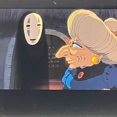 Studio Ghibli Spirited Away 35mm Film Strip "No-Face and Yubaba" Framed, Released in 2001, Hayao Miyazaki, Clear Block (FLM021)