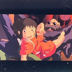 Spirited Away 35mm Film, Studio Ghibli, "Chihiro and Kamaji in the Boiler Room," Hayao Miyazaki, Released 2001, Clear Block Frame (FLM015)