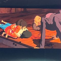 Spirited Away 35mm Film, Studio Ghibli, "Chihiro, Haku, and Kamaji," Released in 2001, Framed Clear Block, Hayao Miyazaki (FLM045)