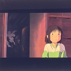 Studio Ghibli film strip, Spirited Away, 35mm, "Surprised Chihiro," released in 2001, framed, clear block, Hayao Miyazaki (FLM036)