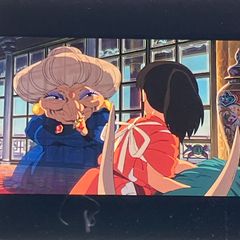 Spirited Away 35mm Film, Studio Ghibli, "Yubaba, Chihiro, and Haku the Dragon," Framed, Hayao Miyazaki, Clear Block, Released in 2001 (FLM050)