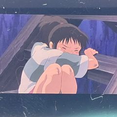 Film Block - Studio Ghibli Spirited Away 35mm "Chihiro Crouching" Clear Block - Hayao Miyazaki - Released in 2001 - Framed (FLM012)