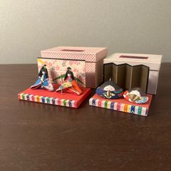 共箱付き◇江戸千代紙 『いせ辰』小さな雛飾り ミニチュア雛人形 ひな祭り 節句飾り　卓上サイズ