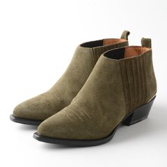 ブッテロ 新品 【定価】61,600円 レディース ウエスタン アンクルブーツ B6760 36(23cm オリーブ 4cm ヒール スウェード #fz8837