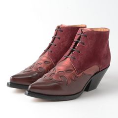 ブッテロ 新品 【定価】69,300円 レディース ウエスタン レースアップブーツ B7206 37.5(24.5cm ワイン 6cm ヒール #fz8864
