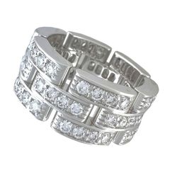 CARTIER　Mayon Panthere diamond Three Row　750　K18　WG　カルティエ　リング　マイヨンパンテール　ダイヤ　3ロウ　フルダイヤ　ホワイトゴールド　46　指輪
