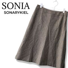 SONIA RYKIEL レディース グレー 40 ウール混 フレアスカート ひざ丈 ソニアリキエル オンワード樫山 40サイズ Lサイズ ウールマーク ウールリッチブレンド オフィスカジュアル エレガント 상태좋음 330TY