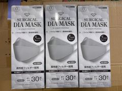IDK サージカルダイヤモンドマスク アッシュグレー 30枚×3箱 90枚 JIS T9001 クラスIII 個包装