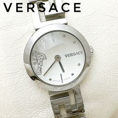 상태좋음 🌟VERSACE ヴェルサーチェ QSQ 時計 クオーツ QZ ステンレス SS 約17cm 磨き済み 箱 冊子 無記入カード付き U