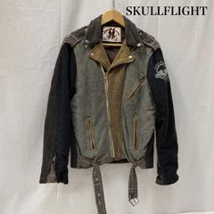 スカルフライト ウール ツイード サラペ ライダースジャケット シルクスクリーン ロゴ メンズ - ISItems【USED】【古着】【中古】50165959