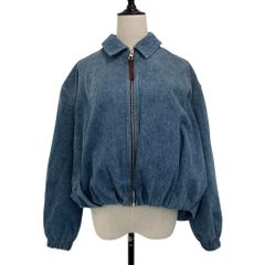 美品 LOEWE ロエベ ドレープ ロゴ ブルゾン デニムジャケット S540Y1CX05 サイズ40 インディゴブルー レディース 古着 中古 USED