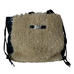 美品 DIESEL ディーゼル MARMYE TRESI ボア エコレザー BIG トートバッグ ベージュ ブラック レディース 古着 中古 USED